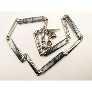 Vintage Designer LIZ CLAIBORNE Marble Acrylic & Metal Chain Link Belt